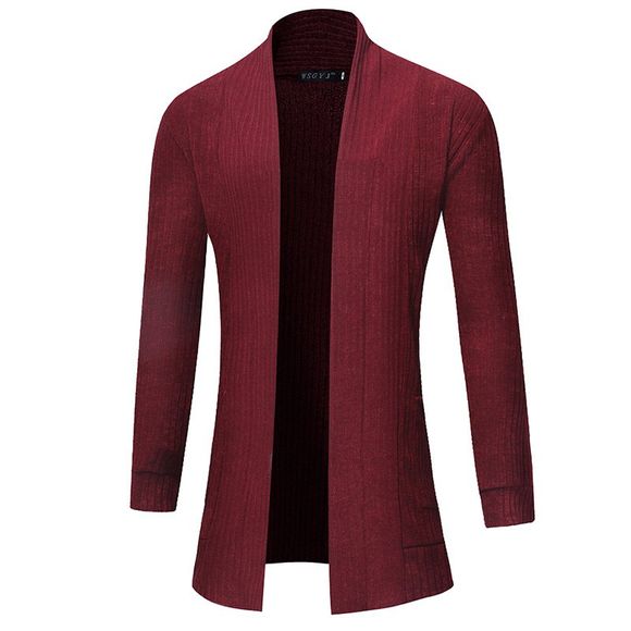 2018 nouveaux gilets de couleur unie à la mode pour hommes dans le chandail long - Rouge Cerise 3XL
