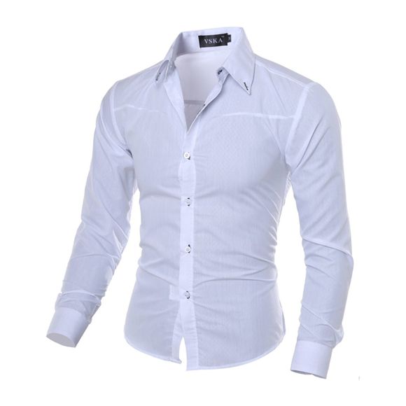 Chemise de loisirs et à manches pour hommes de nouvelle mode Ling Checker Design pour hommes - Blanc 4XL