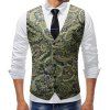 New Man Fashion Print 3D Floral V-Neck Party Casual Vest Blazer - Vert Pomme 4XL