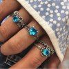 Ensemble de fleurs vintage pour femme de 5 pièces avec bague à diamants bleus - Argent 1 SET