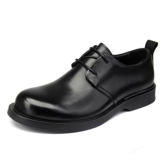Jeunes hommes d'affaires en cuir chaussures papa ceinture tête ronde semelles épaisses chaussures de plein air - Noir EU 39