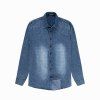 Nouvelle chemise à manches longues et à carreaux pour hommes - Bleu Toile de Jean L