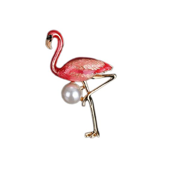 Broche Flamingo Vert Rouge Créative - Rouge 1PC