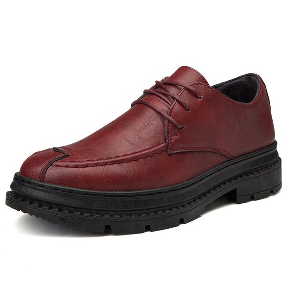 Chaussures habillées formelles décontractées pour hommes en cuir - Rouge Vineux EU 42
