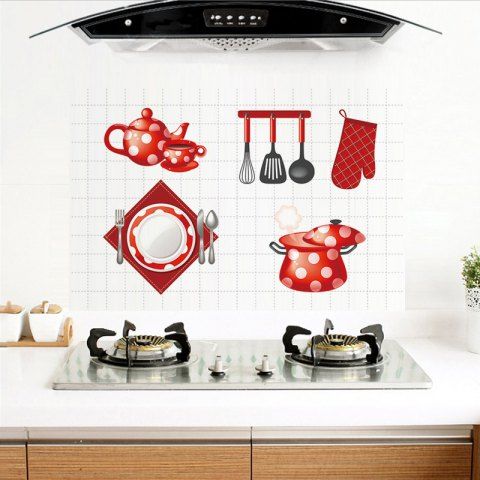 Multi Color Kitchen Decor fashion kitchen utensils shape anti grease kitchen decor wall sticker multicolor