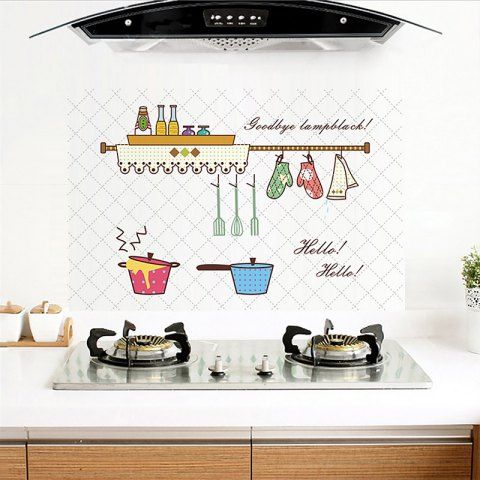 Multi Color Kitchen Decor tableware shape anti grease kitchen decor wall sticker multicolor