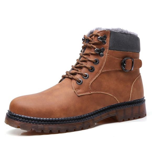 Fourrure d'hiver bottes chaudes pour hommes chaussures de loisirs chaussures de travail - Brun EU 43