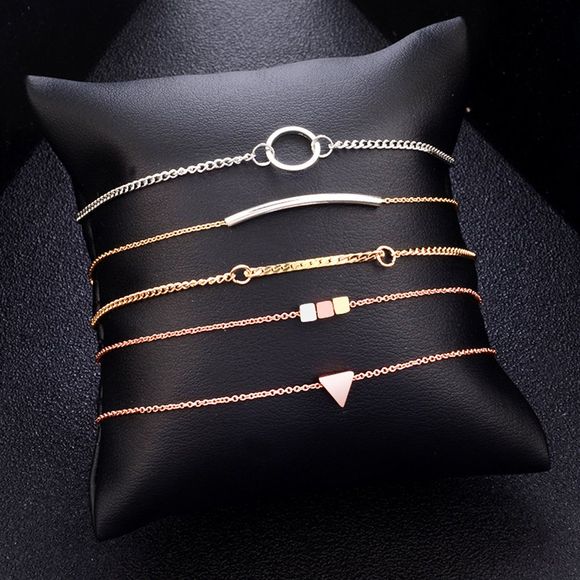 Bracelet de mode pour femmes avec 5 pièces Bracelet géométrique carré simple - Or 1 SET