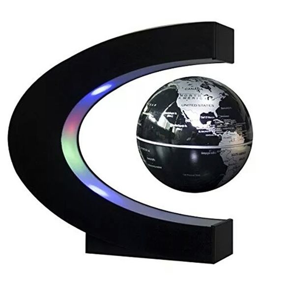 Globe Terrestre en Anglais Flottant en Lévitation Magnétique Modes - Noir Profond 