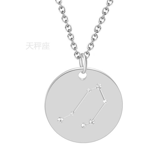 Constellation Bijoux Collier en acier inoxydable avec pendentif en cristal pour femme Or - Argent LIBRA