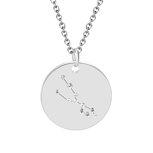 Constellation Bijoux Collier en acier inoxydable avec pendentif en cristal pour femme Or - Argent TAURUS