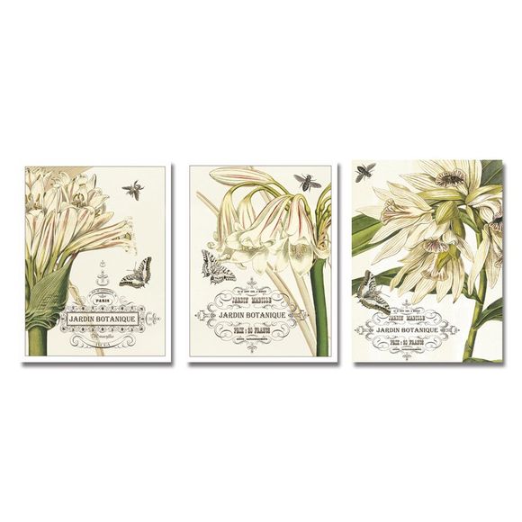DYC 3PCS Sugar Elegant Retro Fleurs Blanches Imprimer Art - multicolor 