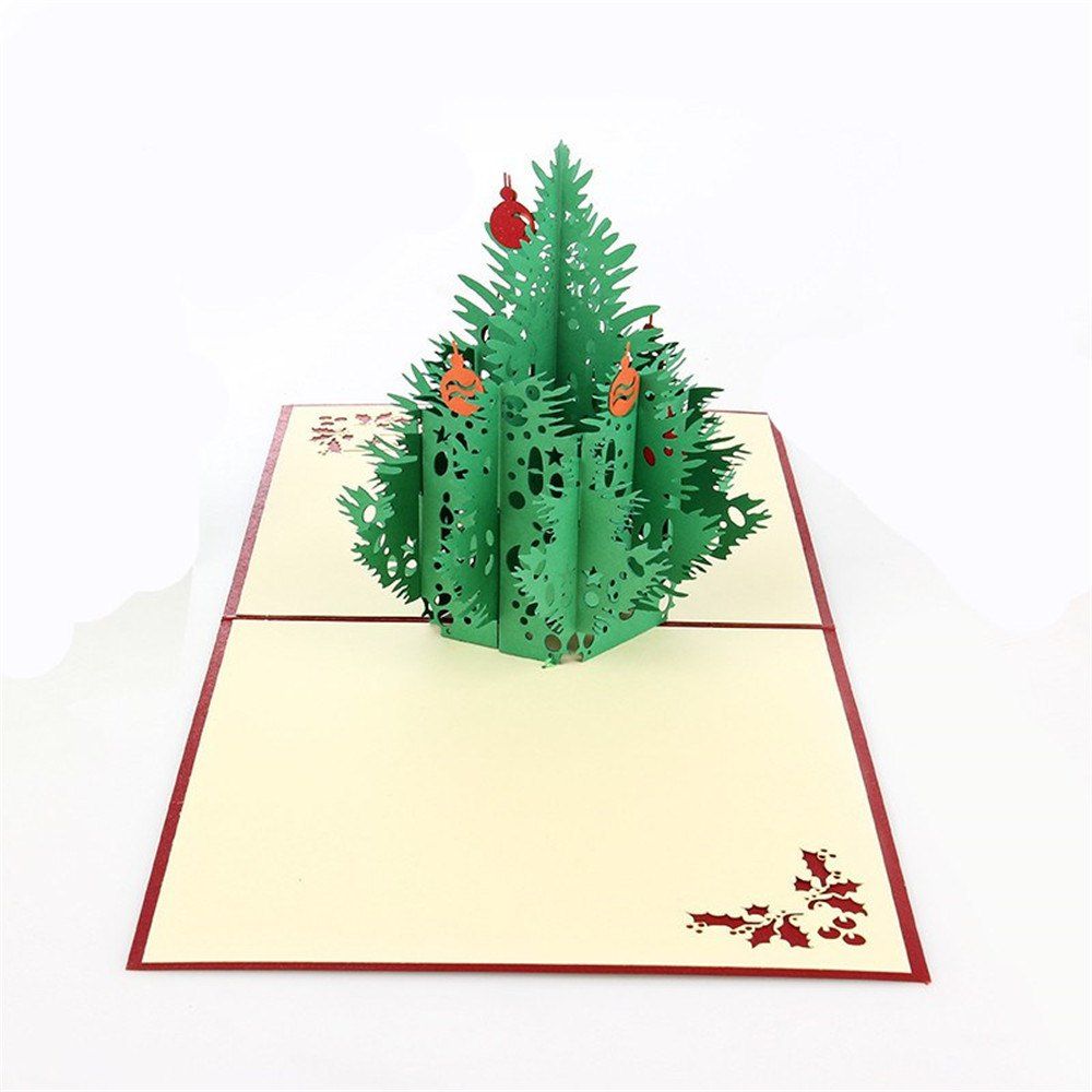 41 Off Carte De Voeux Joyeuse Noel Pop Up Cartes De Seconde Main 3d Nature Original Originales En Vert Dresslily France