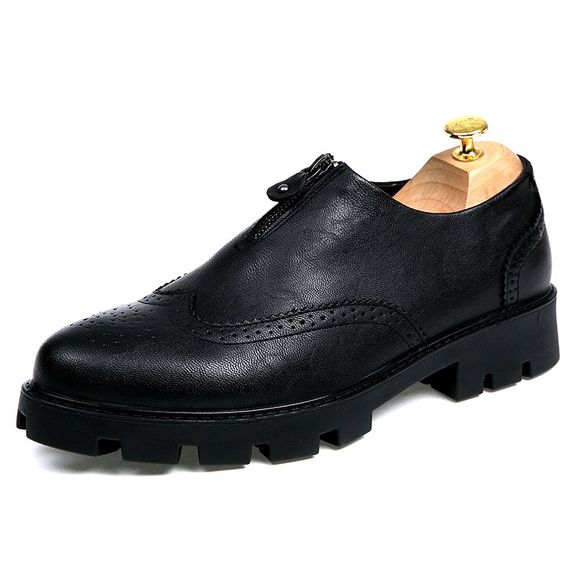 Chaussures à lacets en cuir à semelle épaisse - Noir Graphite EU 39