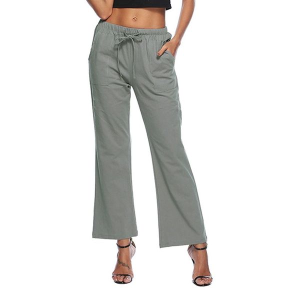 Culotte de poche en vrac avec cordon de serrage de couleur unie - Cuirassé Gris XL