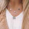 Fashion Personality Round Hollowed Map Pendant Necklace - SILVER 