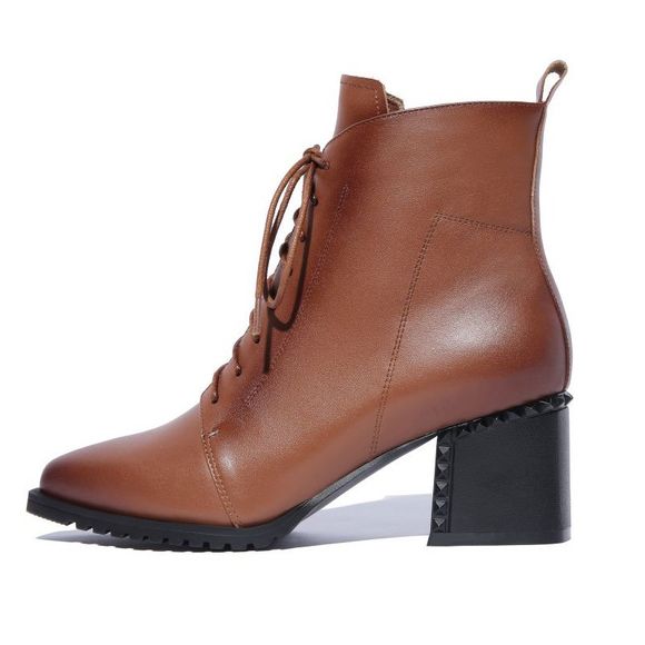 Automne BootStrap Boot TipThickBootWith AnkleBootWomen's Ieather Midso - Brun EU 37