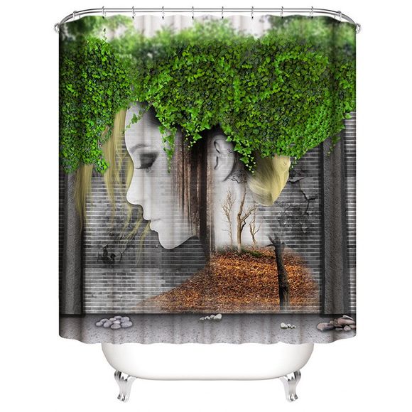 Rideau de douche imperméable impression numérique 3D fille de vigne - multicolor W71 X L71 INCH