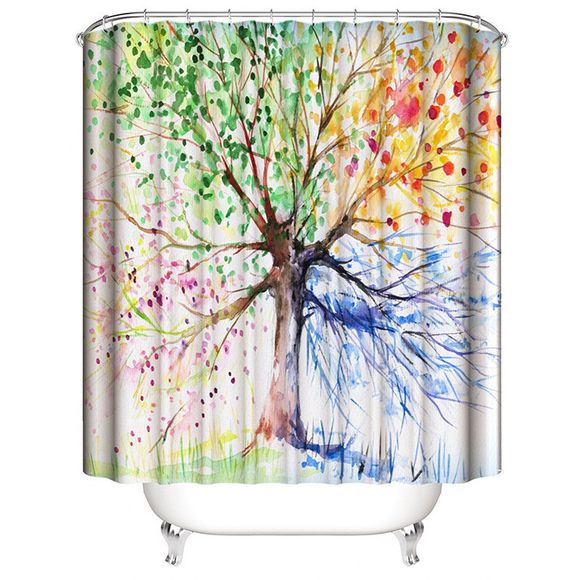 Rideau de douche imperméable à la moisissure d'impression numérique d'arbre multicolore 3D - multicolor W71 X L71 INCH