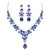 Collier de boucles d'oreilles en cristal d'air haut de gamme avec deux bijoux - Bleu 
