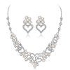 Style élégant serti de collier de perles de diamant Boucles d'oreilles Deux ensembles - Argent 