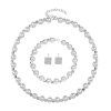Collier boucles d'oreilles bracelet élégant ensemble de collier de perles plaqué argent - Argent 