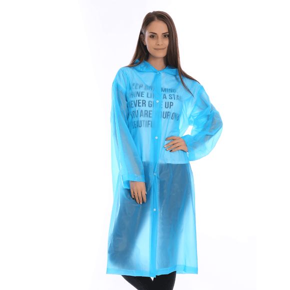 Long imperméable adulte de veste de pluie de PVC avec des capots transparents pour le parc à thème - Bleu Myrtille XL