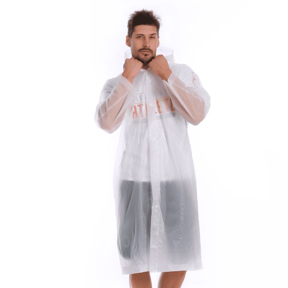 Long imperméable adulte de veste de pluie de PVC avec des capots transparents pour le parc à thème - Transparent L