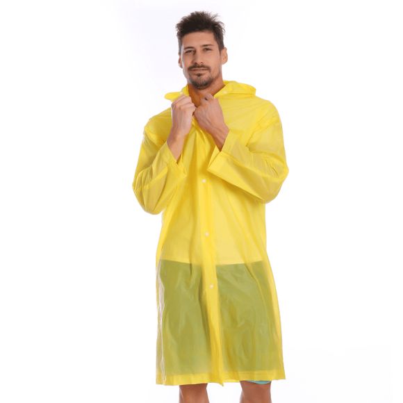Long imperméable adulte de veste de pluie de PVC avec des capots transparents pour le parc à thème - Jaune Clair L