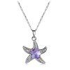 Collier pendentif en cristal violet zircon étoile de mer - Argent 