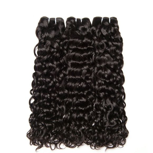 Bundles de cheveux bouclés péruviens Bundles de tissage de cheveux humains humides et ondulés - Noir Naturel 14INCH X 14INCH X 14INCH
