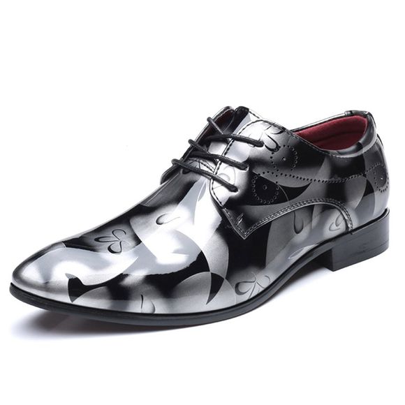 COSIDRAM Chaussures à Lacets en Cuir Décontractées à La Mode pour Hommes - Gris argenté EU 41