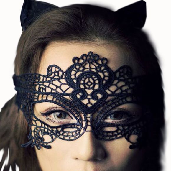Masque de dentelle noire jeu de rôle scène de nuit masque sexy pour les yeux - Noir 1PC