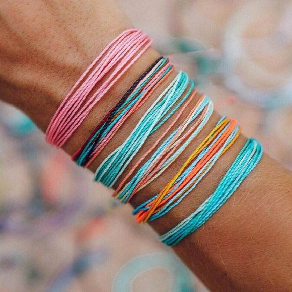 Ensemble de 6 bracelets en cuir multicolore à la mode, corde colorée et bohème - multicolor A 6PCS