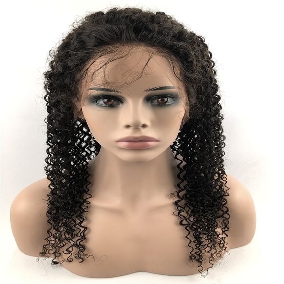 Perruque de cheveux humains en dentelle avec perruque Kinky avec des cheveux naturels pour les femmes - Noir Naturel 24INCH