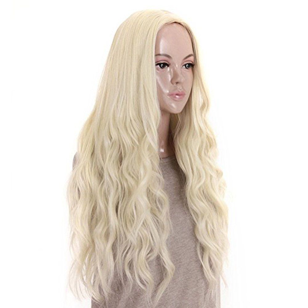 long curly platinum blonde wig