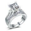 Zircone 6 rangs pour femmes de Charhoden bague de combinaison de couple à coupe ronde - Argent US 6