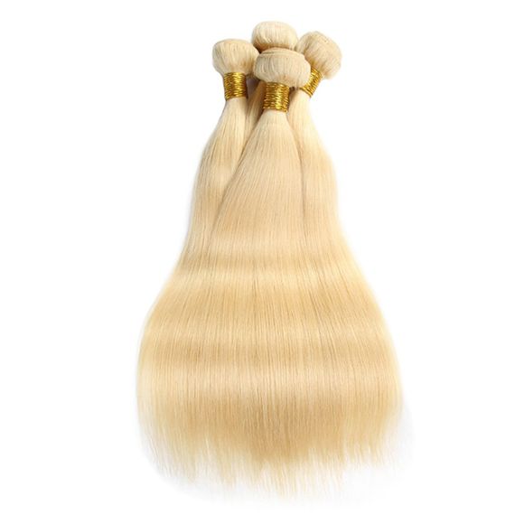 Longjia 8A cheveux remy 613 cheveux blonds onde droite 3 faisceaux - Blonde 三件套12英寸