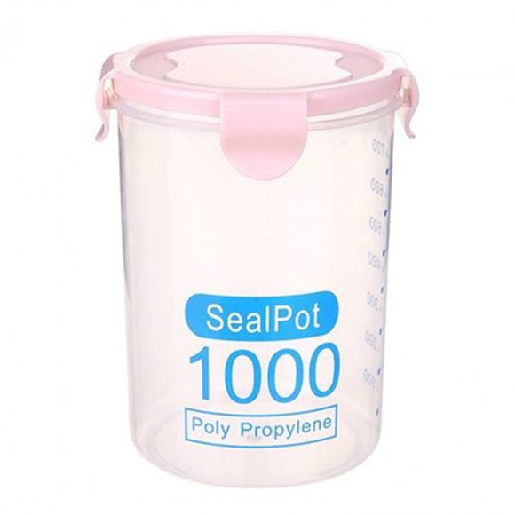 Réservoir scellé en plastique transparent avec la boîte de conservation de réservoir de stockage de nourriture d'échelle - Rose clair L