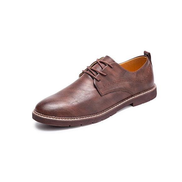 Chaussures en cuir confortables à la mode automne avec des chaussures basses pour hommes - Brun EU 44