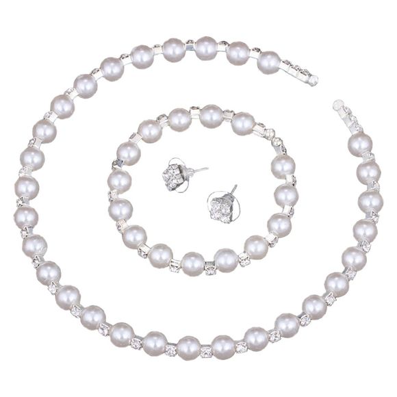 Nouveau collier de perles de mode 3 pièces - Blanc de Soie 