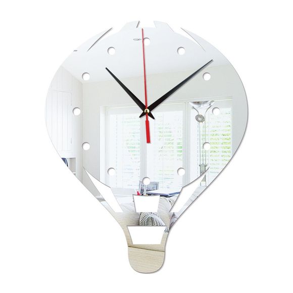 Miroir acrylique bricolage ballon d'air miroir mural autocollant horloge décoration de la maison - Argent 35*28CM