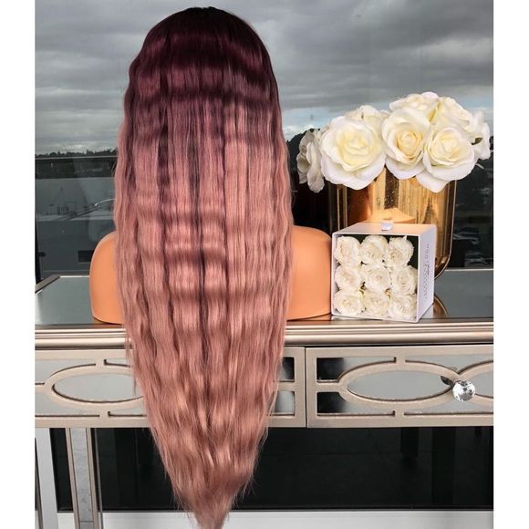 Perruque Cheveux Bouclés Nyujhong Points Petit Volume Vague Maïs Chaud Deep Pink Hair Net - Rose Kaki 