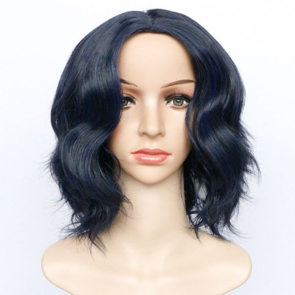 La perruque noire pointe les cheveux courts et bouclés - Bleu de Minuit 