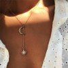 Pendentif Étoile Lune Alliage + Chaîne de Clavicule Diamant Imitation - Or 1PC