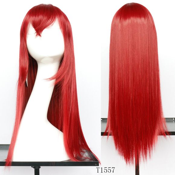 Perruque synthétique 60CM de cheveux rouges raides de cheveux longs de Cosplay - 001 