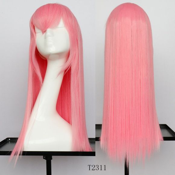 Perruque Synthétique Rose Cosplay Cheveux Raides 60CM - 001 