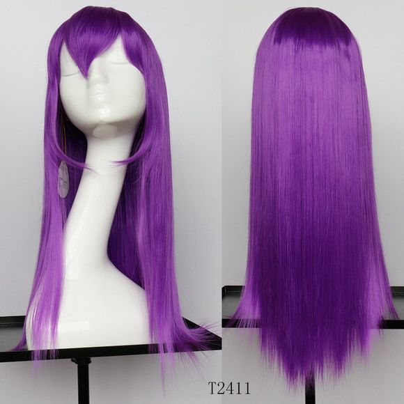 Perruque synthétique pour cheveux longs raides violet avec cosplay 60cm - 001 