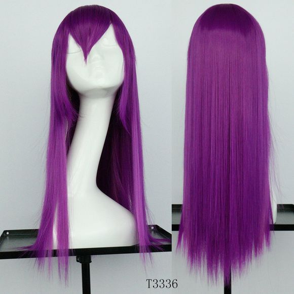 Perruque Synthétique Longue Cheveux Raides Violet Foncé 60CM - 001 