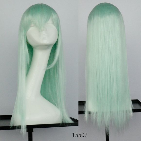 Perruque synthétique 60CM de cheveux longs raides vert clair - 001 